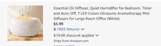 essential oil diffuser Amazon receipt