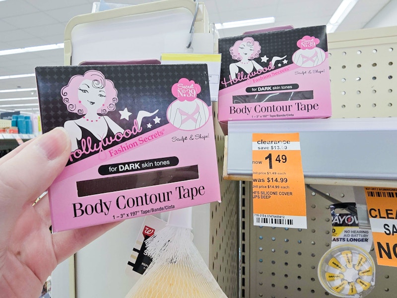 body contour tape with a $1.49 clearance sign