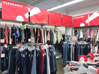 A view of the clearance section inside Old Navy.