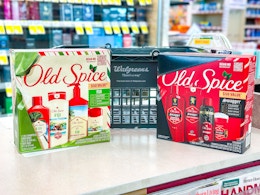 two old spice gift sets on counter