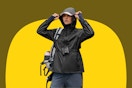 B0FCM1W4VK women's waterproof rain jacket black grey white neon lemon