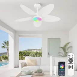 Outdoor Tropical Palm Leaf Ceiling Fan