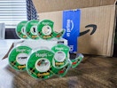Scotch tape near. Amazon box