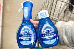 hand holding dawn powerwash dish soaps