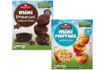 Baker's Treat Mini Brownie or Confetti Cakes
