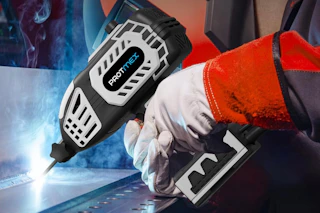 person using welding gun