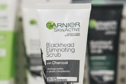 garnier blackhead eliminating scrub on store shelf