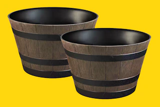 The Home Depot Vigoro whiskey barrel planters