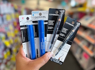 two Covergirl mascaras and two Covergirl Perfect Blend eye pencils