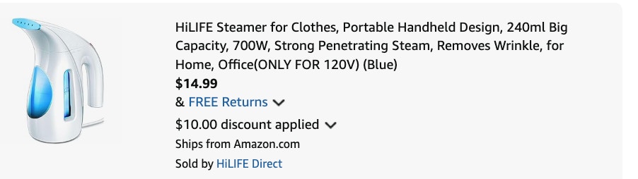 steamer Amazon receipt