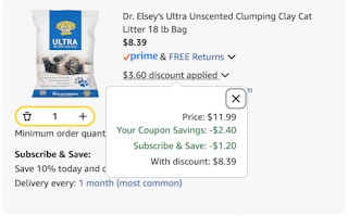 cat litter Amazon receipt