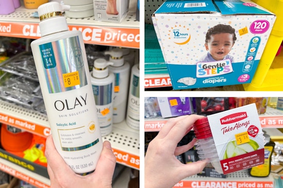 dollar general clearance olay, gentle steps, rubbermaid 3-photo collage