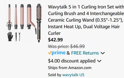 a curling iron final price of $42.99 at amazon