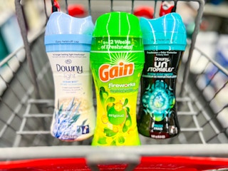 cvs cart with gain, downy, bounce scent beads