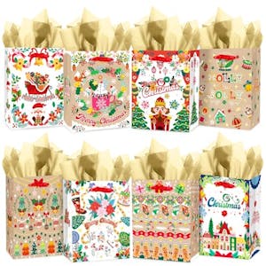 Christmas Gift Bags with Tissue Paper