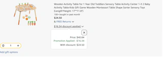 activity table Amazon receipt
