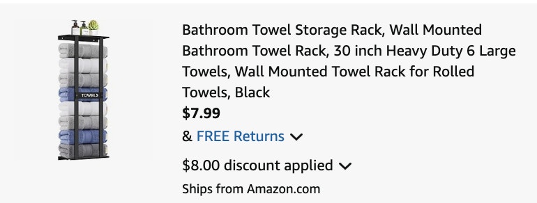 towel rack Amazon receipt