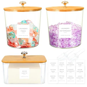 Laundry Storage Jars & Holder Set