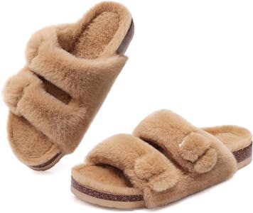 Women's Fuzzy Footbed Slippers