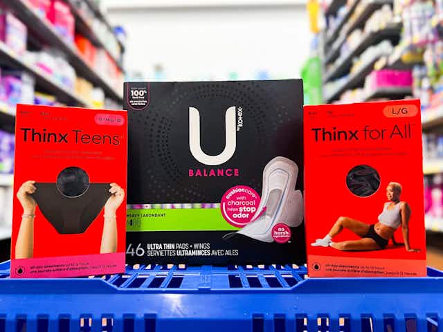 Save on U by Kotex and Thinx Underwear With Shopkick and Ibotta at Walmart card image