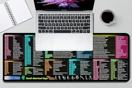 an excel cheat sheet on a desk