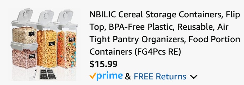 cereal containers-amazon