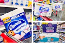 collage image of charmin, scott, angel soft, and quilted northern toilet paper