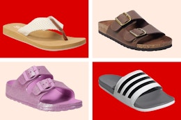Sandals for the Fam at Kohl's: $10 SO Flip-Flops, $24 Adidas Slides, More card image