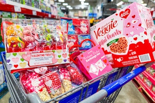 valentines day treats in a cart