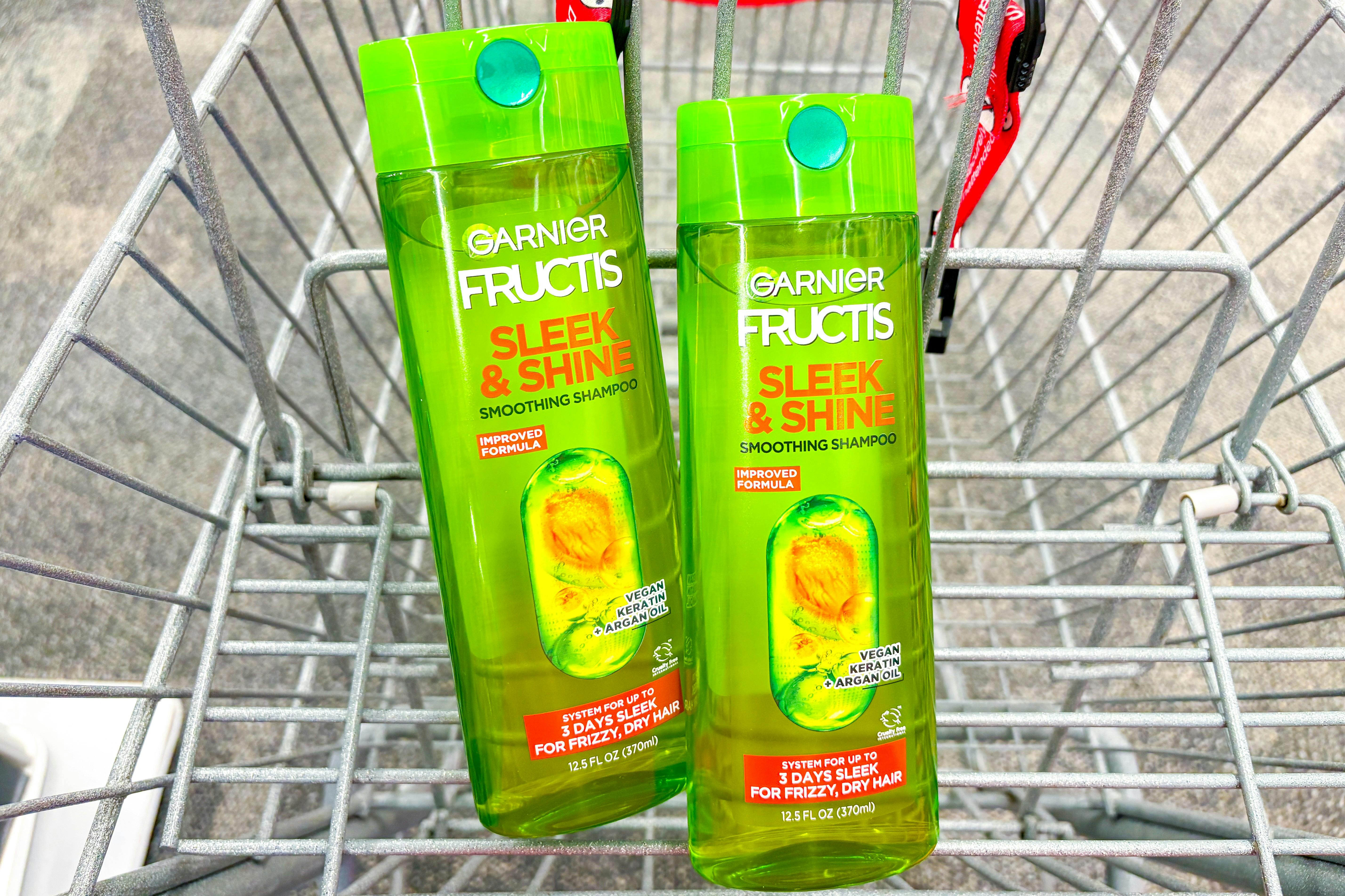 garnier fructis shampoo in a cart
