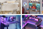 4 lifestyle images of gaming desks styles