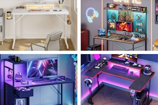 4 lifestyle images of gaming desks styles