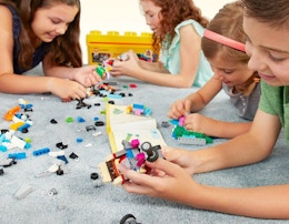 Kids bulding lego creations during a Lego Build Event