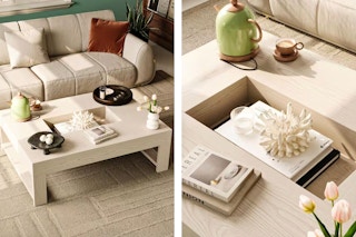2 lifestyle images of the Fufu Gaga Coffee Table (with recessed center)