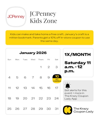 JCPenney Kids Zone January 2026 Date