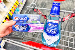 Crest mouthwash and toothpaste