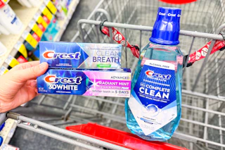 Crest mouthwash and toothpaste