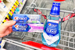Crest mouthwash and toothpaste