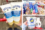 collage image of gold bond lotion, all detergent, and crest toothpaste