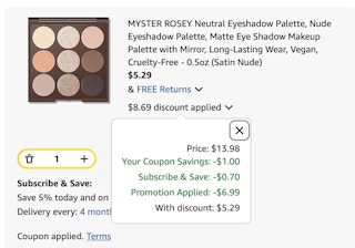 eyeshadow Amazon receipt