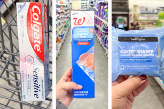 collage with colgate, neutrogena, and walgreens products