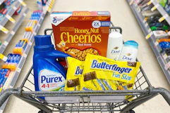 Walgreens shopping cart with products