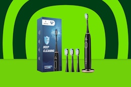 Electric Toothbrush With 3 Brush Heads, Only $8.15 on Amazon card image