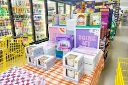 home decor items on a dollar general table