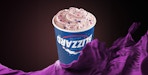 A Dairy Queen Cotton Candy Blizzard wrapped in a purple cloth, like the Taylor Swift album cover for Speak Now.