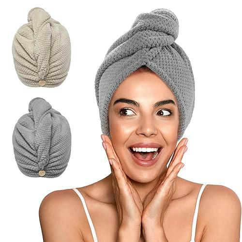 Microfiber Hair Towel Wrap 2-Pack