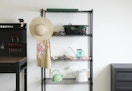 black storage shelf
