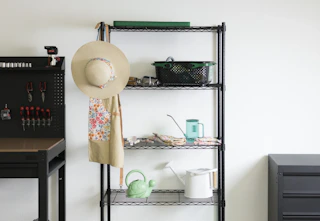 black storage shelf