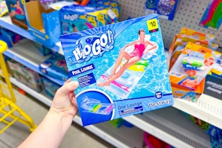 hand holding a h20 pool lounger