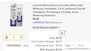 Crest toothpaste Amazon receipt
